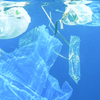 Plastic floating in the ocean
